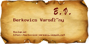 Berkovics Varsány névjegykártya